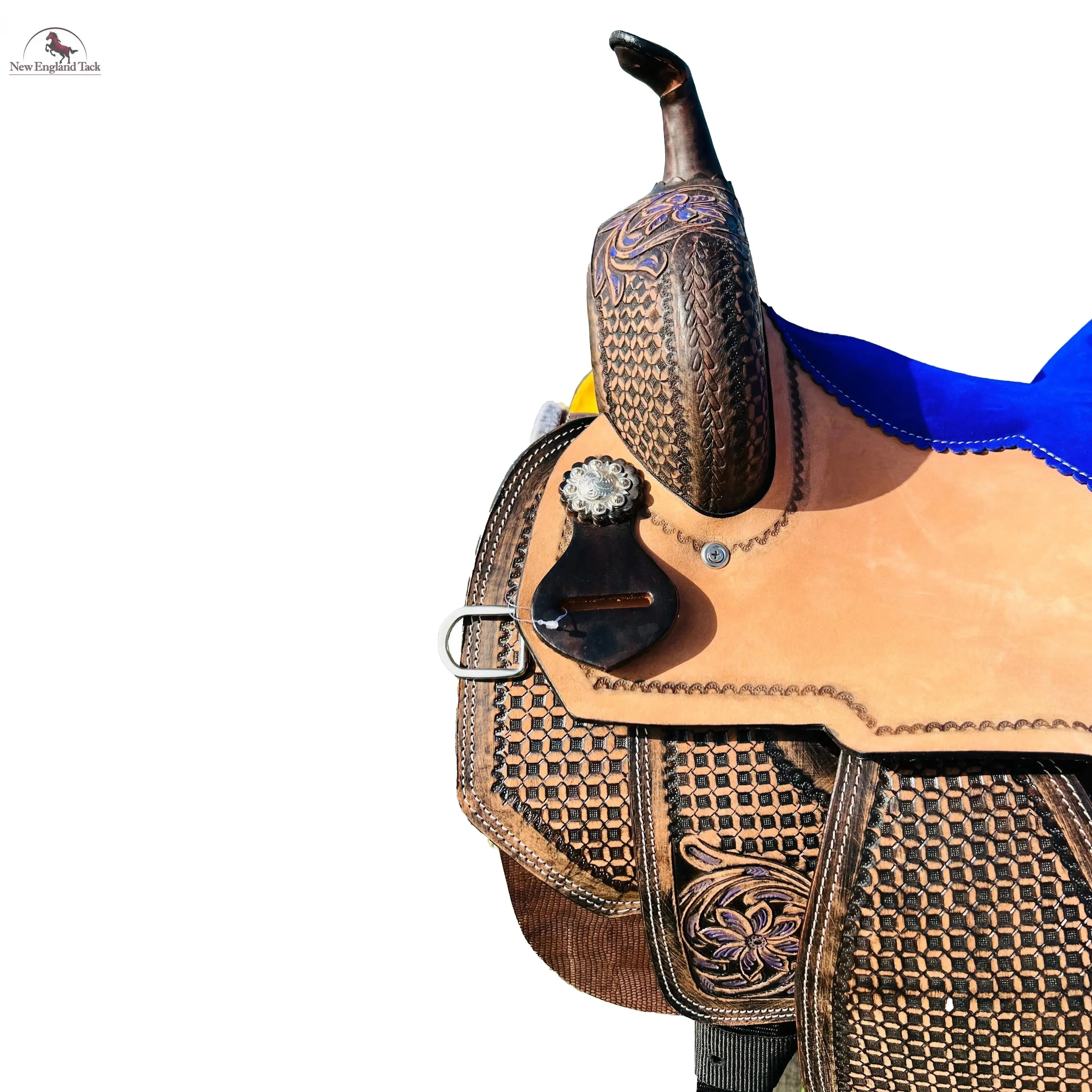 Resistance Premium Leather Youth Western Barrel Saddle with Intricate Tooling