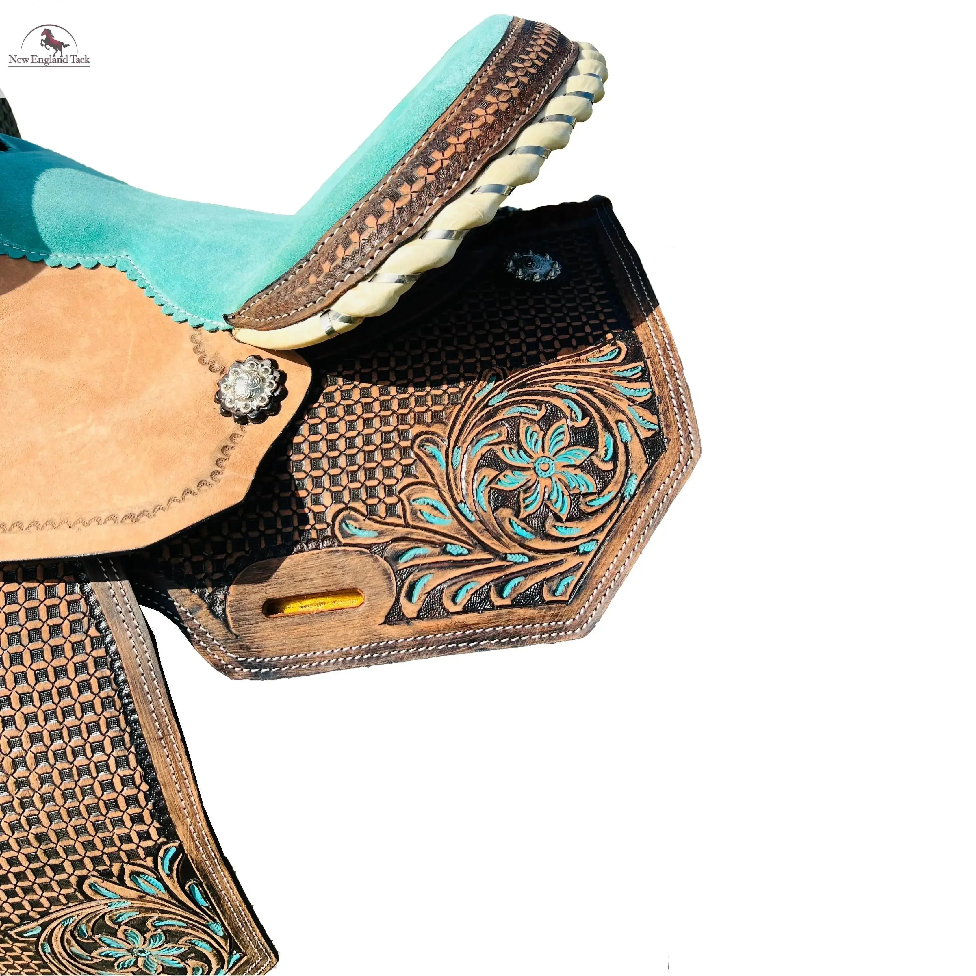 Resistance Premium Leather Youth Western Barrel Saddle with Intricate Tooling