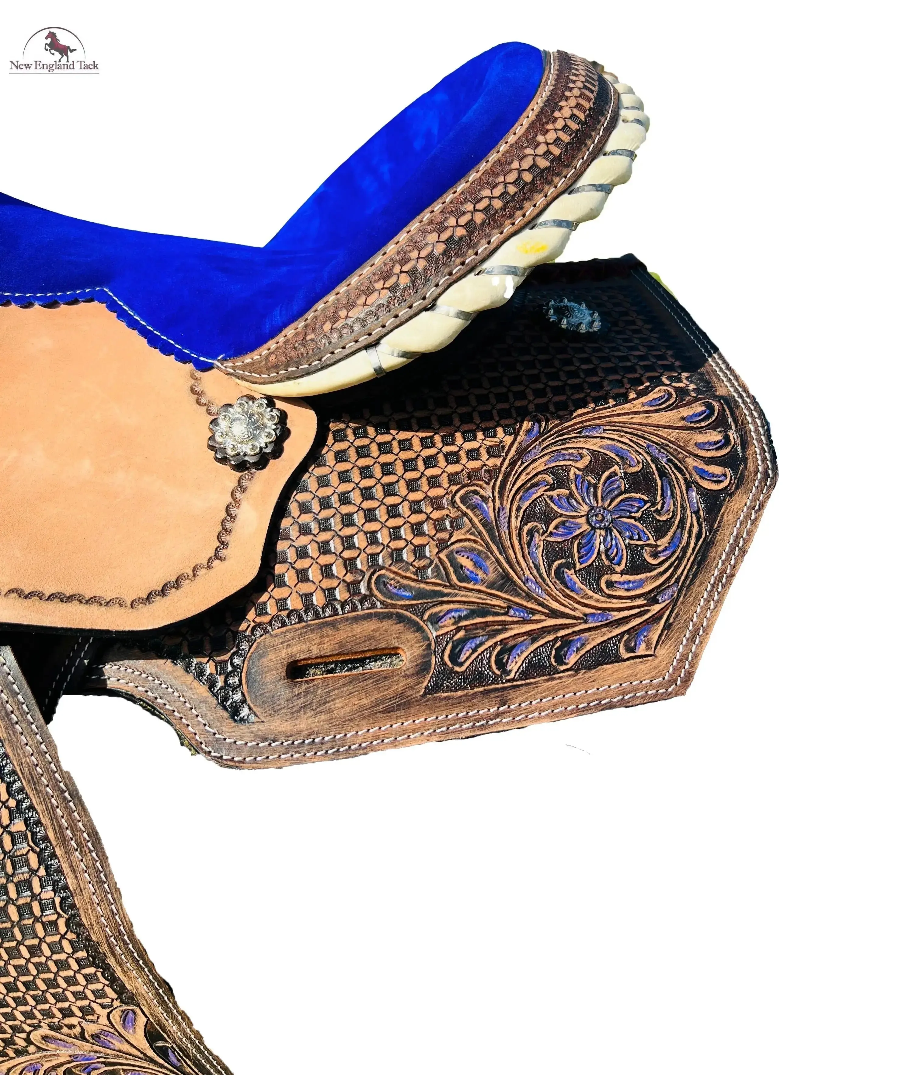 Resistance Premium Leather Youth Western Barrel Saddle with Intricate Tooling