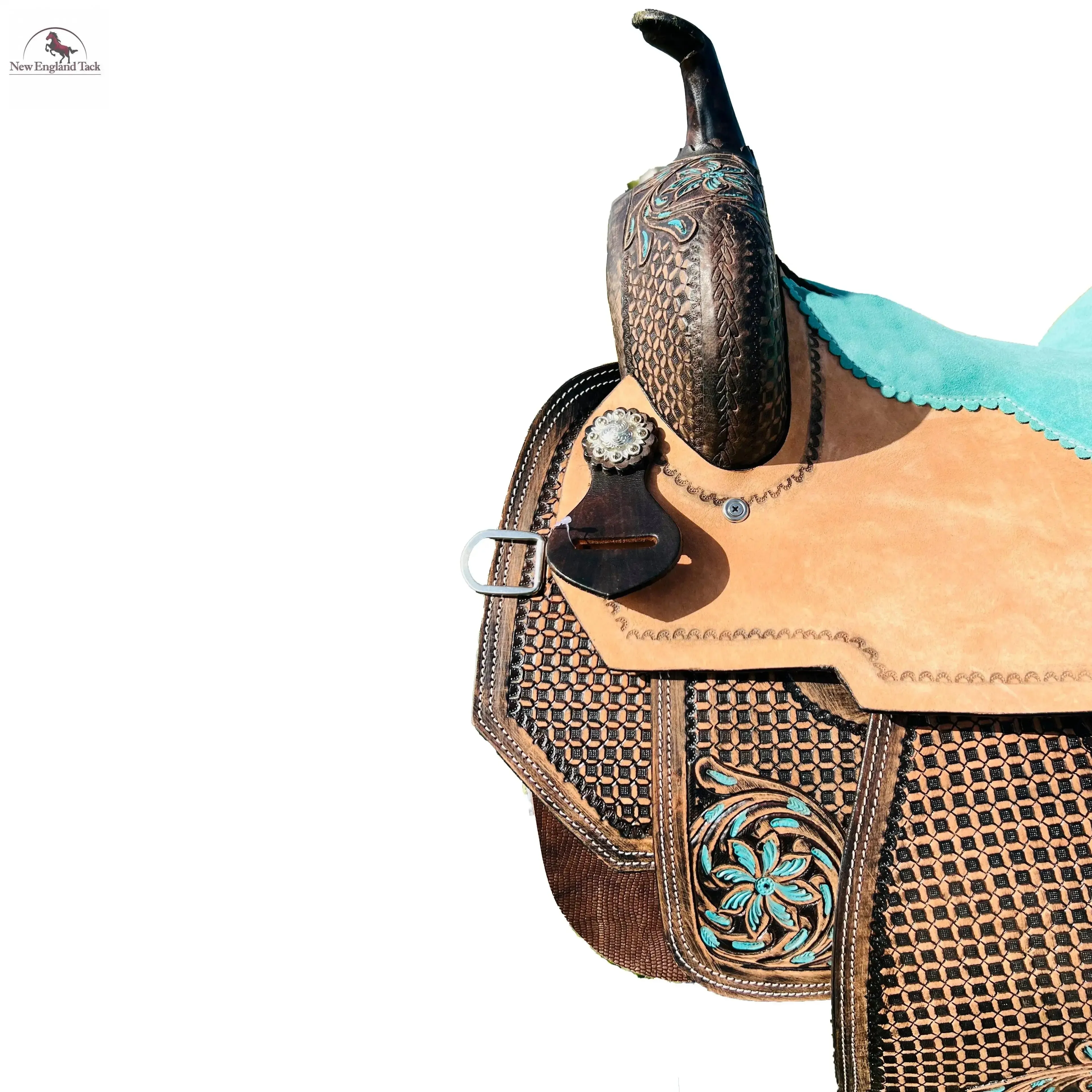 Resistance Premium Leather Youth Western Barrel Saddle with Intricate Tooling