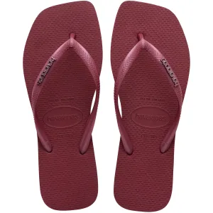 Slim Square Logo Metallic Flip Flops (Amaranth)