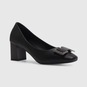 Square Head Chunky Heeled Pumps