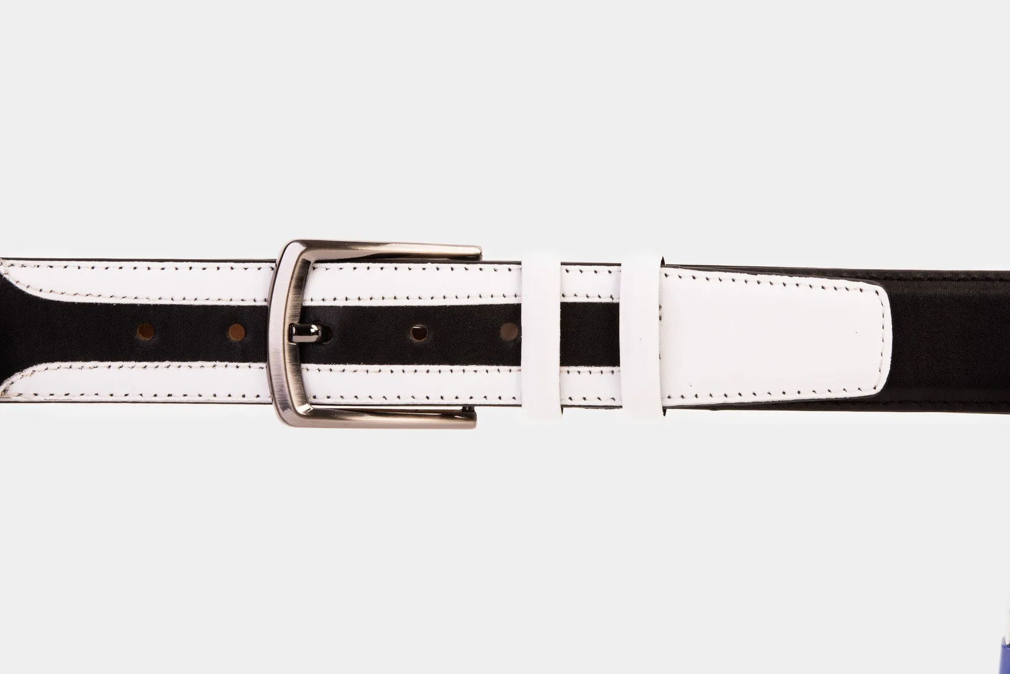 The Neiva Black/White Leather Belt