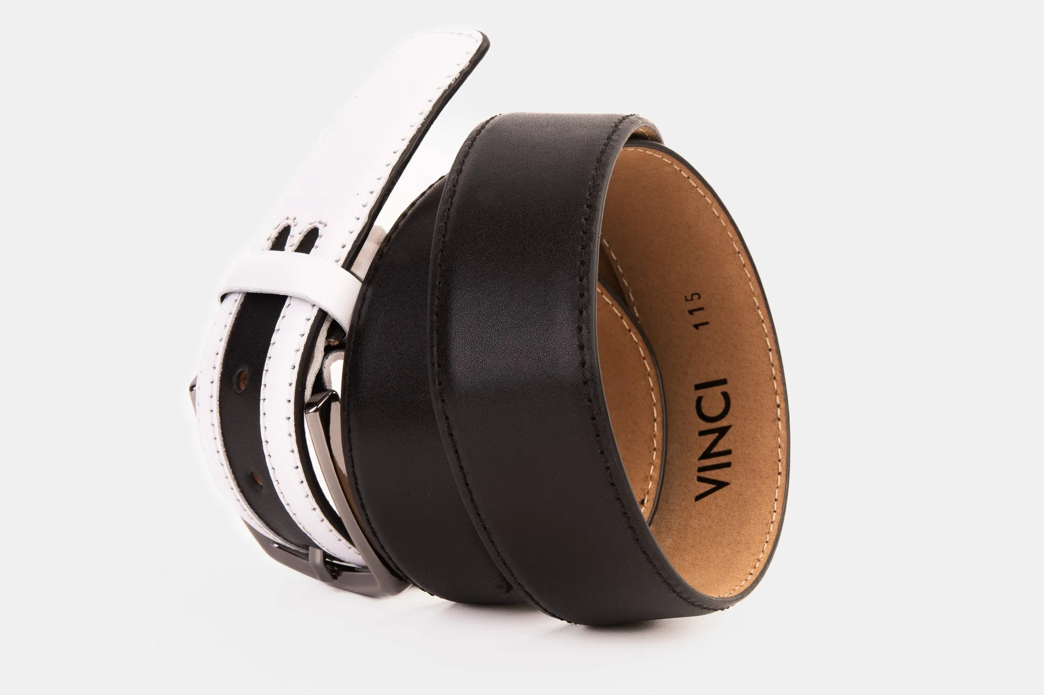 The Neiva Black/White Leather Belt