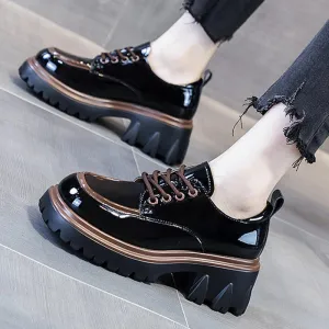 Tough and Sleek Chunky Platform Lace-Up Shoes for Women