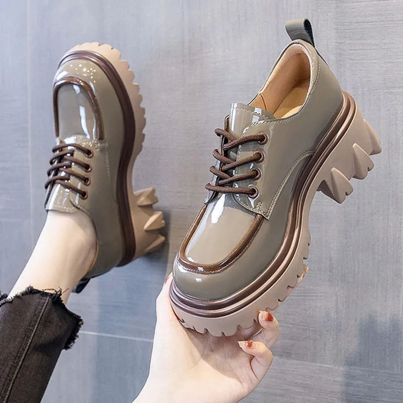 Tough and Sleek Chunky Platform Lace-Up Shoes for Women