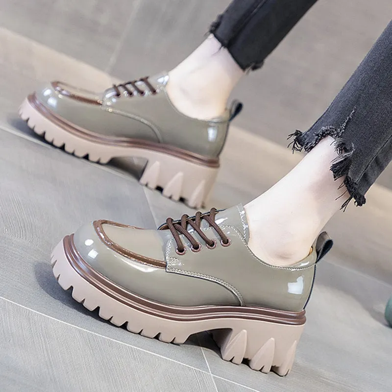 Tough and Sleek Chunky Platform Lace-Up Shoes for Women