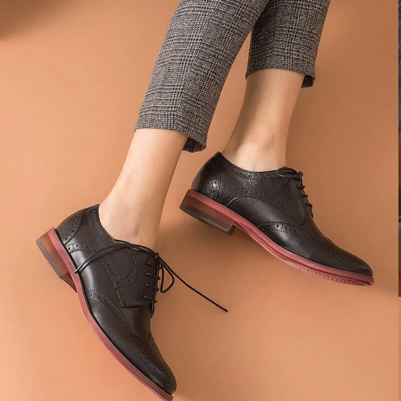 Vintage-Inspired Casual Lace-up Oxford Vegan Leather Shoes