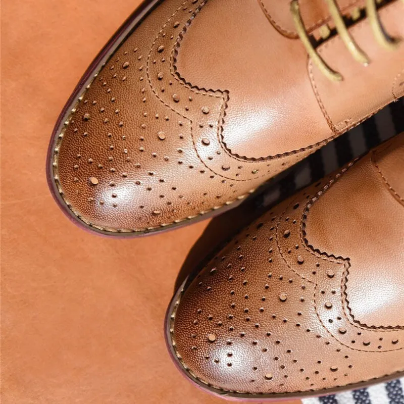 Vintage-Inspired Casual Lace-up Oxford Vegan Leather Shoes