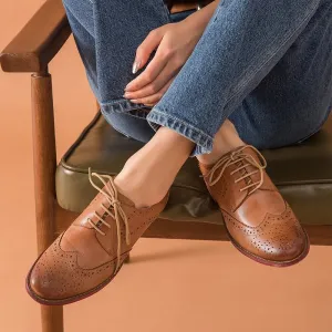 Vintage-Inspired Casual Lace-up Oxford Vegan Leather Shoes