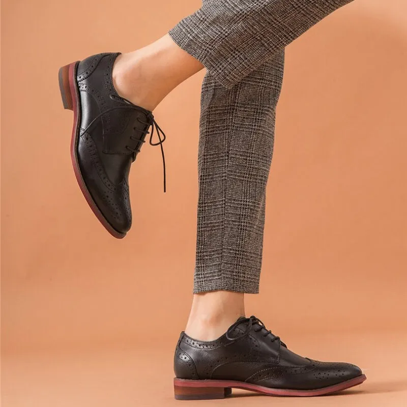 Vintage-Inspired Casual Lace-up Oxford Vegan Leather Shoes